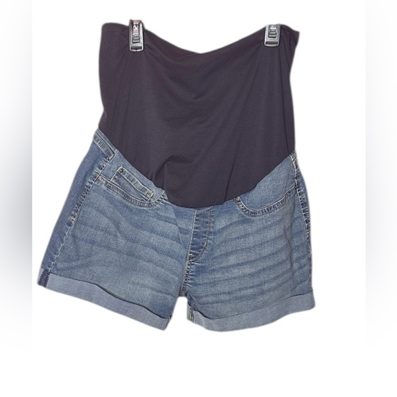 Levi Strauss Signature Maternity Shortie in Black and Blue Size Large waist - Picture 1 of 3